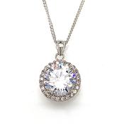 Sterling Silver Stone Set Halo Pendant