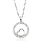 Sterling Silver Cubic Zirconia Open Circle Heart Pendant image
