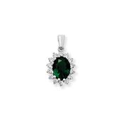 Sterling Silver Green And Cubic Zirconia Pendant image