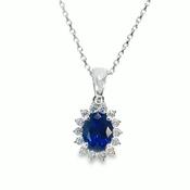 Sterling Silver Cubic Zirconia And Blue Pendant
