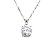Sterling Silver Four Claw Solitaire 10MM Cubic Zirconia Pendant image