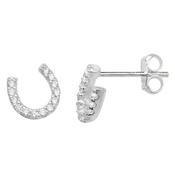 Sterling Silver Cubic Zirconia Horseshoe Earrings image