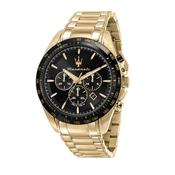 Gents Maserati Rolled Gold Round Black Dial + Bezel Chronograph
