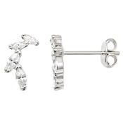 Sterling Silver Cuvic Zirconia Marquis Curve Stud Earrings