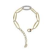 Bronzeallure Gold Plated Cubic Zirconia Oval Link Bracelet