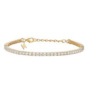 Sterling Silver &amp; Gold Plated 3mm CZ Tennis Bracelet