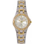 Ladies Two Tone Bracelet Stone Set Bezel Pulsar Watch image
