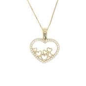 9ct Yellow Gold Open CZ Multi Heart Pendant image
