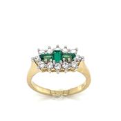 9ct Green &amp; Cubic Zirconia Boat Cluster Ring image