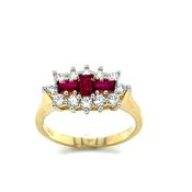9ct Red &amp; Cubic Zirconia Boat Cluster Ring image