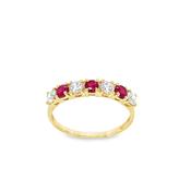 9ct Red &amp; Cubic Zirconia 6 Stone Ring image