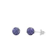 Sterling Silver CZ Purple Disco Ball Earrings image