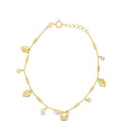 9ct Yellow Gold Rubover CZ and Oval Scatter Bracelet image