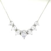 Sterling Silver Cubic Zirconia 7 Pear Graduated Necklet image