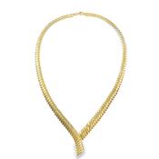 9ct Yellow Gold Polished Crossover Bar Necklet with Milgrain Edge