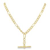 9ct Yellow Gold Figaro Necklet with T-Bar