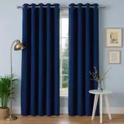 Ribbed Chenille Eyelet Curtains 90x90" Navy image