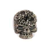 Skull ring with black cubic zirconia image