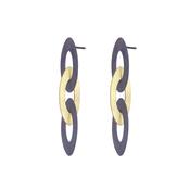 ShipShape Link Drop Earrings — Oxidised Argentium &amp; 18K Gold image
