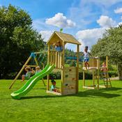 TP Toys Skywood Wooden Tower Climbing Frame with Ripple Slide, Skybrige, Mini Play Tower &amp; Double Swing Arm - PRE-ORDER BY JUNE 14TH FOR DELIVERY END OF JUNE image