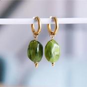 Wide Hoop With Green Pendant image