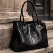Leather black Bag image
