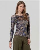 Surkana Drapped neckline shirt with paisley print Cobalt Blue