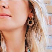 Earring Round Faceted Pendant image