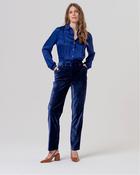 Surkana Straight velvet trousers high waist Cobalt Blue