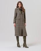 Surkana Long checked wool coat Khaki