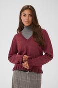 Culture Clare Annemarie Frill V-neck Chocolate truffle melange image