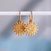 Stainless Steel Hoop Earring With Dented Sun image