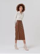Surkana Faux leather midi pencil skirt Camel