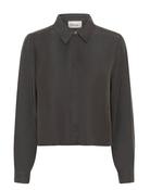 My Essential Wardrobe Silk Short Shirt Dark Shadow