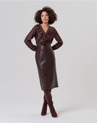 Surkana Faux leather midi pencil skirt Chocolate