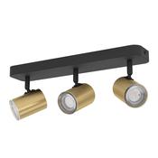 EGLO Consuma 1 Black &amp; Brushed Brass Steel Triple LED Bathroom Spotlight image