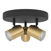 EGLO Consuma 1 Black &amp; Brushed Brass Steel Triple LED Round Bathroom Spotlight image