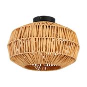 EGLO Sheldon Ceiling Natural Rope Ceiling Light with Black Metal Contrast image