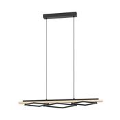 EGLO Boyal Pendant Light Wood Black 2 Frame Elongated LED Pendant with Rustic Wood and Black Metal image