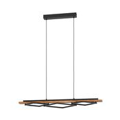 EGLO Boyal Pendant Light Wood Black 3 Frame Elongated LED Pendant with Rustic Wood and Black Metal image