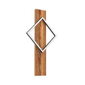 EGLO Boyal Wall Light Wood Black 1 Frame Vertical LED Wall Light with Graphic Frame and Rustic Wood