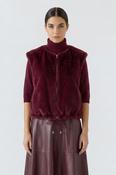 Faux Fur Zip Gilet - Burgundy image