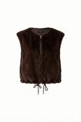 Faux Fur Zip Gilet - Chocolate image