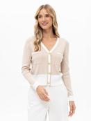 Beige Contrast Trim Cardigan