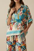 Tropical Print Short Sleeve Shirt - Turquoise
