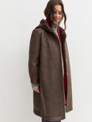 Chocolate Brown Hooded Faux Fur Long Coat image