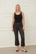 Washed Grey Cropped Flare Jeans image