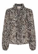 Brown Animal Print Ruffle Blouse image