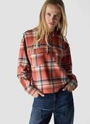 Coral Check Tie Neck Shirt image