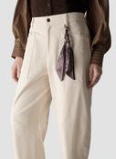 Ivory Barrel Leg Trousers with Scarf Detail image